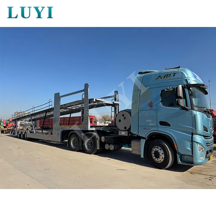 Процес на поцинковане, превозващ 8 полуремаркета за превоз на автомобили